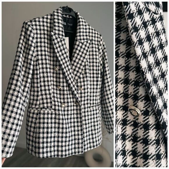 Zara Plaid Double Breasted Blazer New - Picture 1 of 6